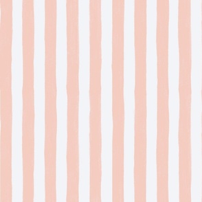 Coral Pink Beachy Hand-drawn Organic Textured Stripes