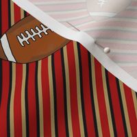 Smaller Scale Team Spirit Football Diagonal Sporty Stripes in San Francisco 49ers Colors Red Black Gold