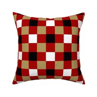 Medium Scale Team Spirit Football Bold Checkerboard in San Francisco 49ers Colors Red Gold Black White
