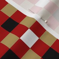 Small Scale Team Spirit Football Bold Checkerboard in San Francisco 49ers Colors Red Gold Black White