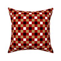 Small Scale Team Spirit Football Bold Checkerboard in San Francisco 49ers Colors Red Gold Black White