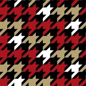 Medium Scale Team Spirit Football Houndstooth in San Francisco 49ers Colors Red Gold Black White