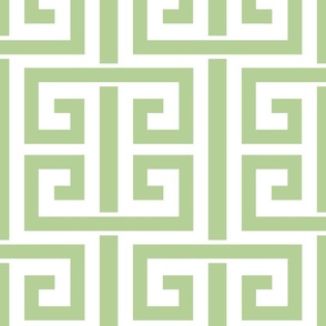 greek key/light green and pure white/large