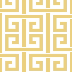 greek key/yellow and pure white/large
