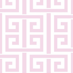 greek key/light pink and pure white/large