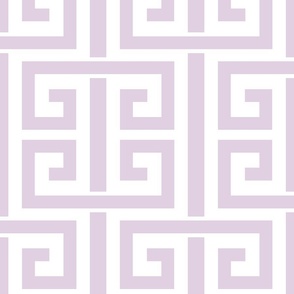 greek key/lavender and pure white/large