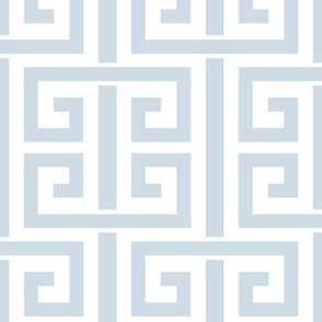 greek key/light blue and pure white/large