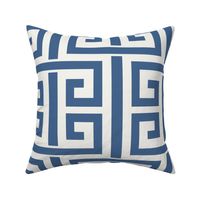 greek key/navy blue and offwhite/large