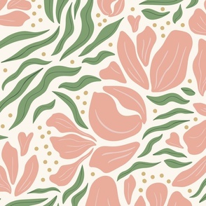 untamed garden - pink and cream - large