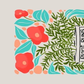  Plant Puns  Are So Ferny_Pink and Teal Tea Towel