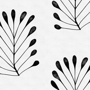 small scale // leaf - black and white - abstract watercolor botanical