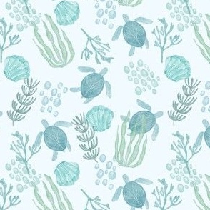 Calming Sea Turtles - Light Background - Small Print