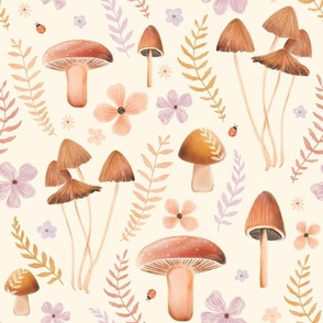 Warm mushrooms delicate soft earthy pastels