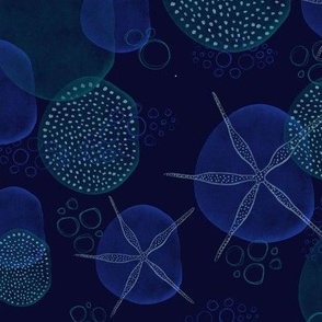 Starry Sea - Dark Blue Background - Large Print