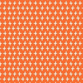 Plus Sign Symbols in Coral Red Orange and White Blender Coordinating Ditsy Print