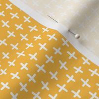 Plus Sign Symbols in Mustard Yellow and White Blender Coordinating Ditsy Print