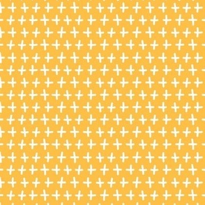 Plus Sign Symbols in Mustard Yellow and White Blender Coordinating Ditsy Print