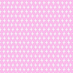 Plus Sign Symbols in Bright Pink and White  Blender Coordinating Ditsy Print