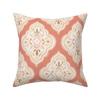 Hand-painted Boho Medallions on Coral Pink 24 inch