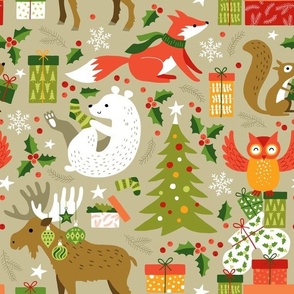 Christmas Winter Animals green