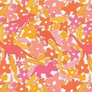 Whimsical Dinosaur Garden in Pink and Yellow (Small)