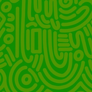 medium pop art lines and shapes_green leaf on cucumber green