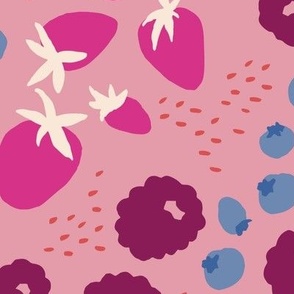 Mixed Berry Salad in Pink and Magenta (Strawberries, Blackberries, Blueberries) - Jumbo