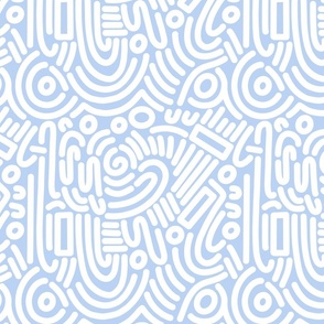 small pop art lines and shapes_white on pastel navy blue