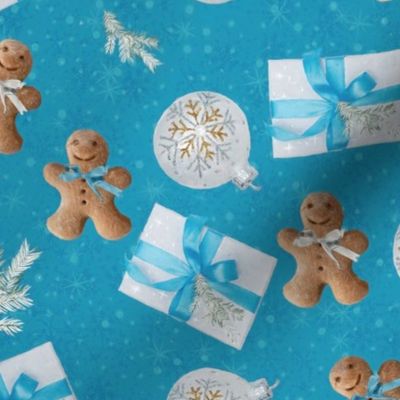 Christmas Gingerbread blue white