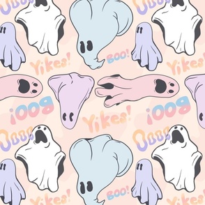 Retro Pastel Ghosties Halloween Pattern