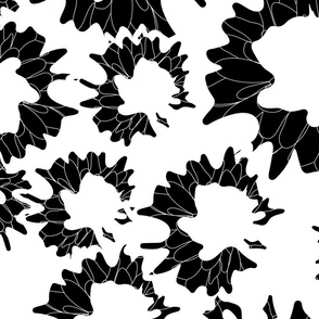 large pop art flowers white and black