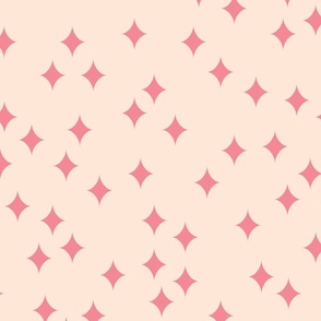 Diamond shaped twinkle stars - (MEDIUM) - pink on ivory white background