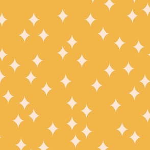 Diamond shaped twinkle stars - (MEDIUM) - ivory white on yellow background