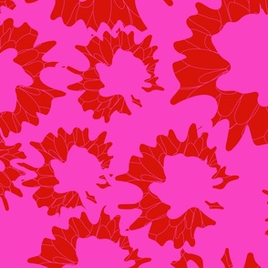 large pop art flowers hot pink and engine red
