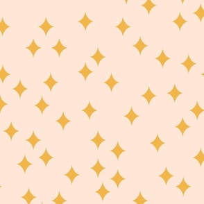 Diamond shaped twinkle stars - (MEDIUM) - yellow on ivory white background