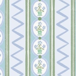 Flower Pot Stripe Light Blue and Green