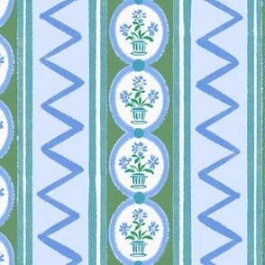 Flower Pot Stripe Green and Blue