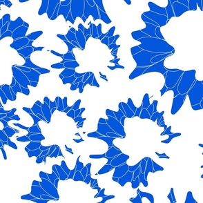 large pop art flowers white and classic blue
