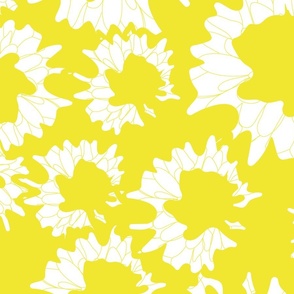 large pop art flowers lemon yellow and white