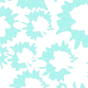 large pop art flowers light turquoise and white