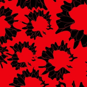 large pop art flowers red and black