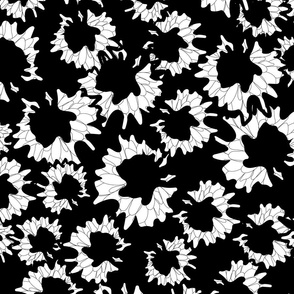 medium pop art flowers black and white 