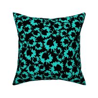 small pop art flowers black and aqua