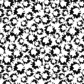 small pop art flowers white and black 