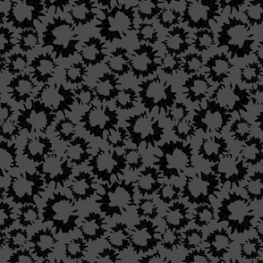 small pop art flowers dark gray and black