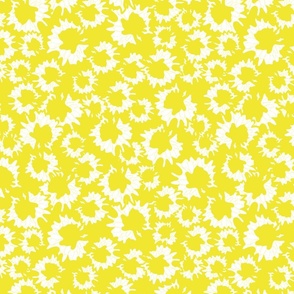 small pop art flowers lemon yellow and white