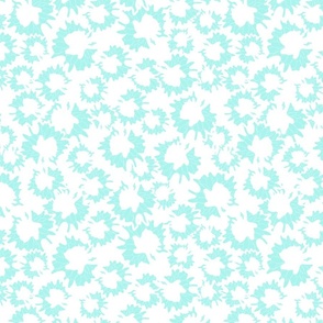 small pop art flowers light turquoise and white