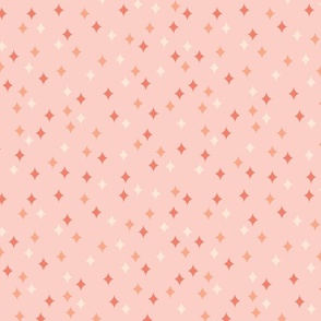 Diamond shaped twinkle stars - (SMALL) - pink and orange on pink background