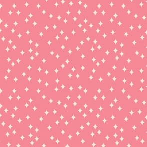 Diamond shaped twinkle stars - (SMALL) - ivory white on pink background