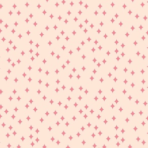 Diamond shaped twinkle stars - (SMALL) - pink on ivory white background
